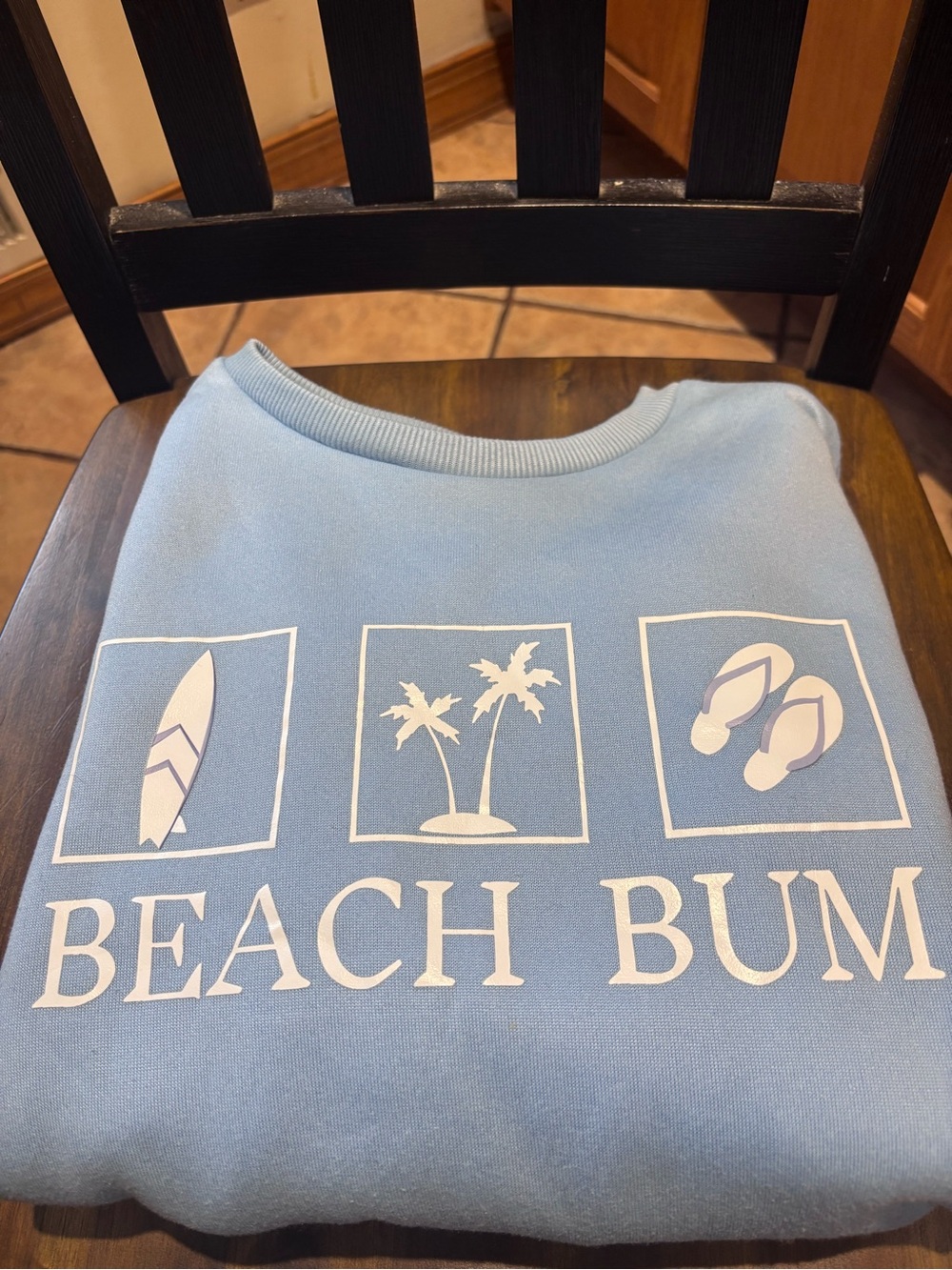 SHEIN Light Blue Beach Bum Graphic Sweatshirt